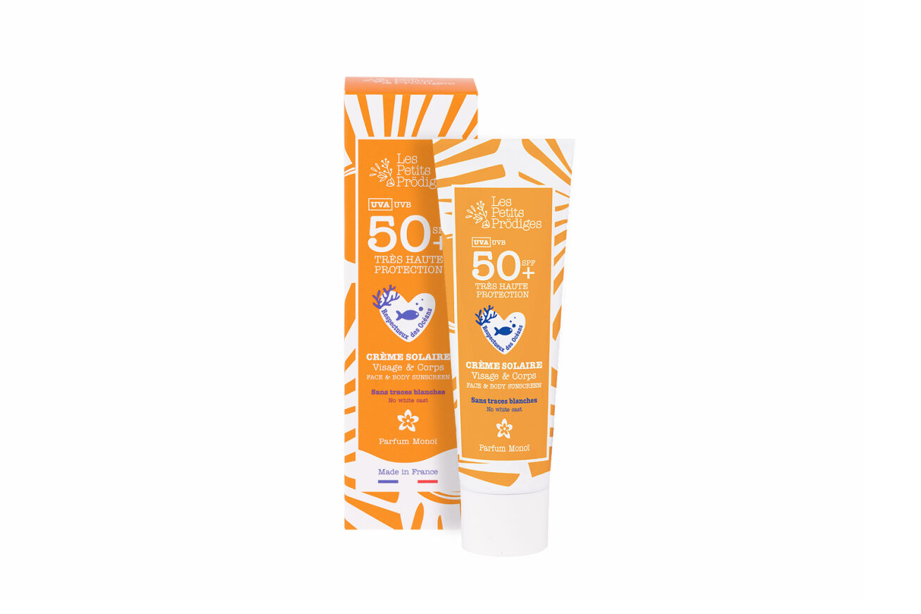 Crème solaire éco-conçue visage et corps SPF50+ senteur Monoï - 50 ml - LES PETITS PRODIGES – Image 2